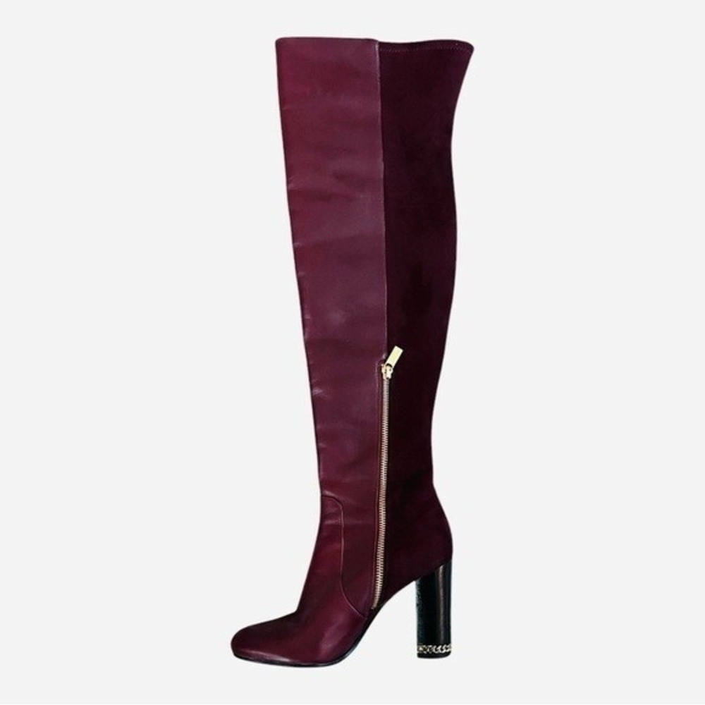 Michael Kors Sabrina Burgundy Leather Over-the-Knee Boots Size 5.5 - Picture 9 of 12